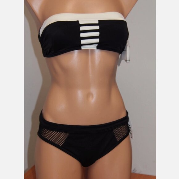 NWT DKNY Donna Karan Swimsuit Bikini 2pc Set Bandeau Mesh - Picture 1 of 2